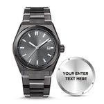 USWEL Custom Own Watch, Original Design to Put Personal Texts on Back , Custom Special Gift for Important Person - 42MM - Model CU007 -Black