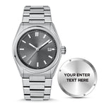 USWEL Custom Own Watch, Original Design to Put Personal Texts on Back , Custom Special Gift for Important Person - 42MM - Model CU007 - Silver