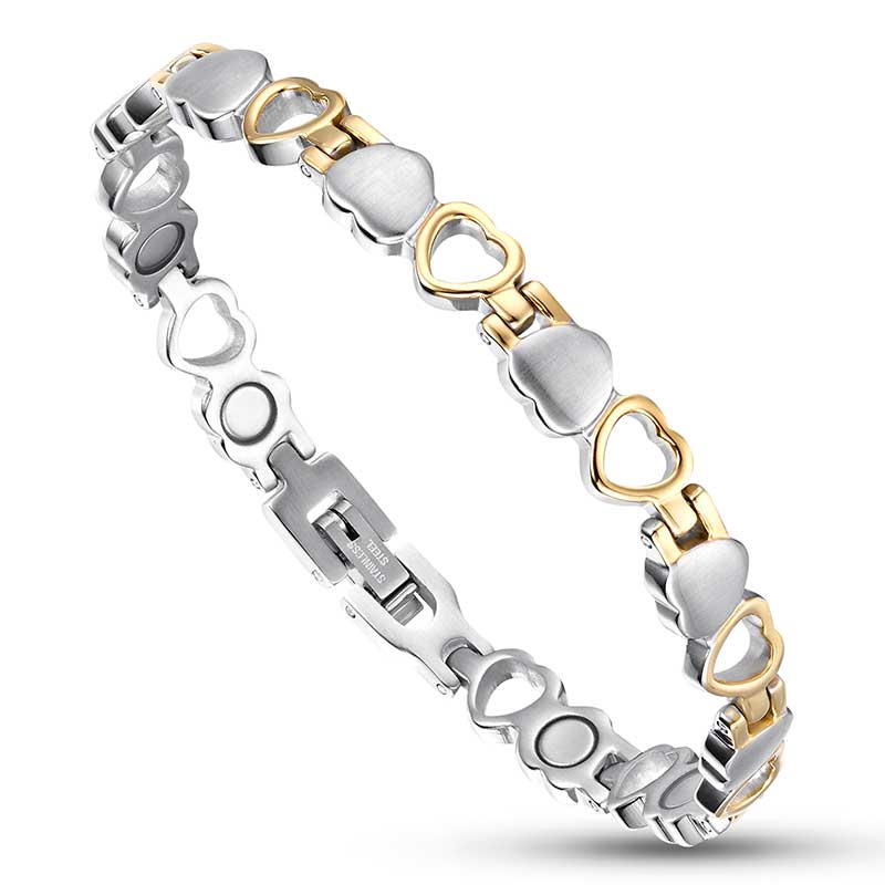 Magnetic Bracelet for Women, Heart Shaped Link Bracelet for Mother, for Wife and for Her, Magnetic Therapy for Arthritis and Carpal Tunnel