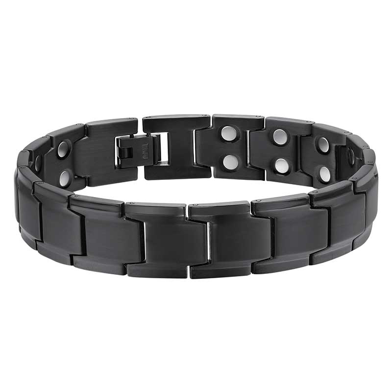 Black Men’s Titanium Bracelet, Pain Reliving Bracelet for Arthritis and Carpal Tunnel 8.5” Long