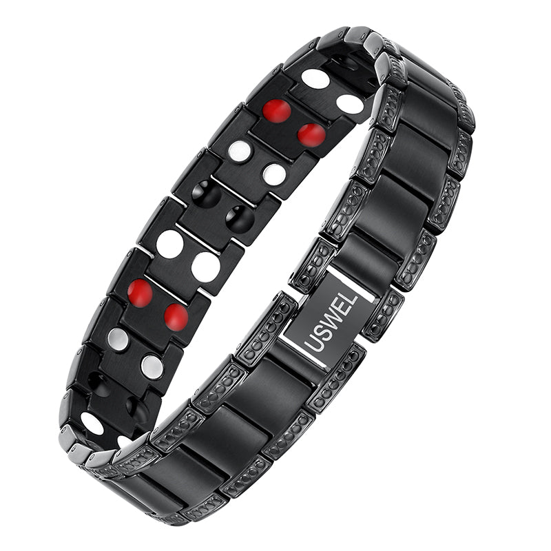 4 in 1 Energy Double Row Magnetic Medical Bracelet for Men, (Black) Classic