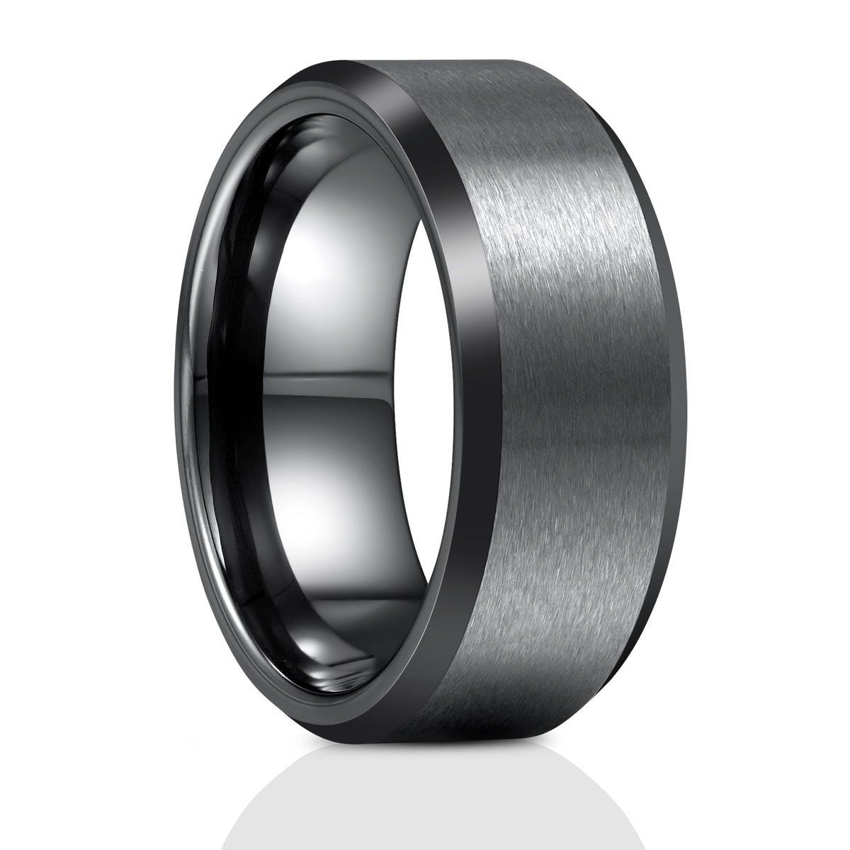 USWEL Tungsten Carbide Wedding Band Ring for Men - 8mm Black