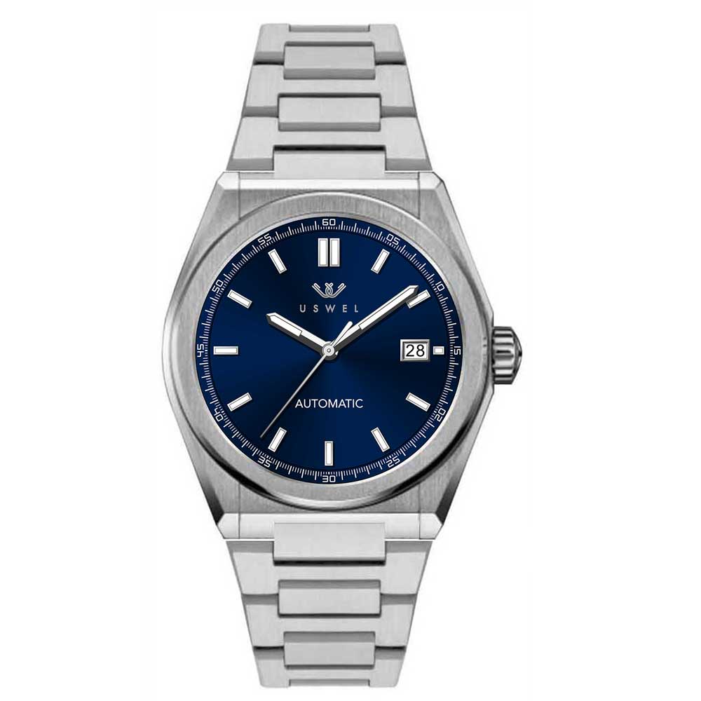 USWEL Automatic Mechanical Wrist Watch for Men with Star Dust Dial, Fashion Self-Winding Watches for Men Stainless Steel Waterproof Luminous Sapphire