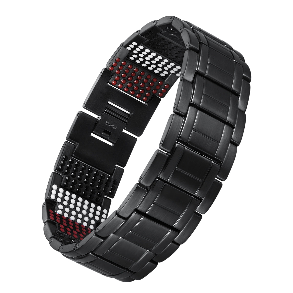 USWEL Max Energy Bracelet for Men, Pain Relieving for Carpal Tunnel and Arthritis, Balance Wrist Band for Blood Pressure and Fatigue，Adjustable Bracelet Length with Sizing Tool for Perfect Fit--UJ001 Black