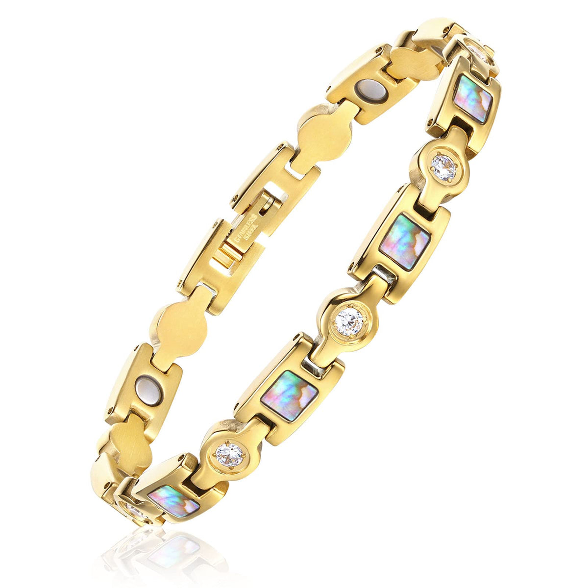 USWEL Ultra Strength Women Magnetic Bracelet - Lymph Detox Magnetic Bracelets for Women - Adjustable Length with Sizing Tool, 18K Gold Plating Mother's Day Jewelry Custom Gifts