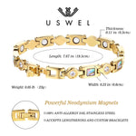 USWEL Ultra Strength Women Magnetic Bracelet - Lymph Detox Magnetic Bracelets for Women - Adjustable Length with Sizing Tool, 18K Gold Plating Mother's Day Jewelry Custom Gifts