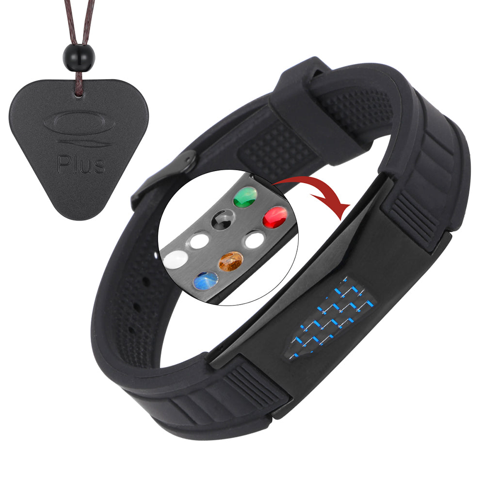 USWEL EMF Protection Bracelet Necklace, Negative Ion Bracelet for Men and Women, Pain Relieving for Arthritis and Carpal Tunnel (Black)