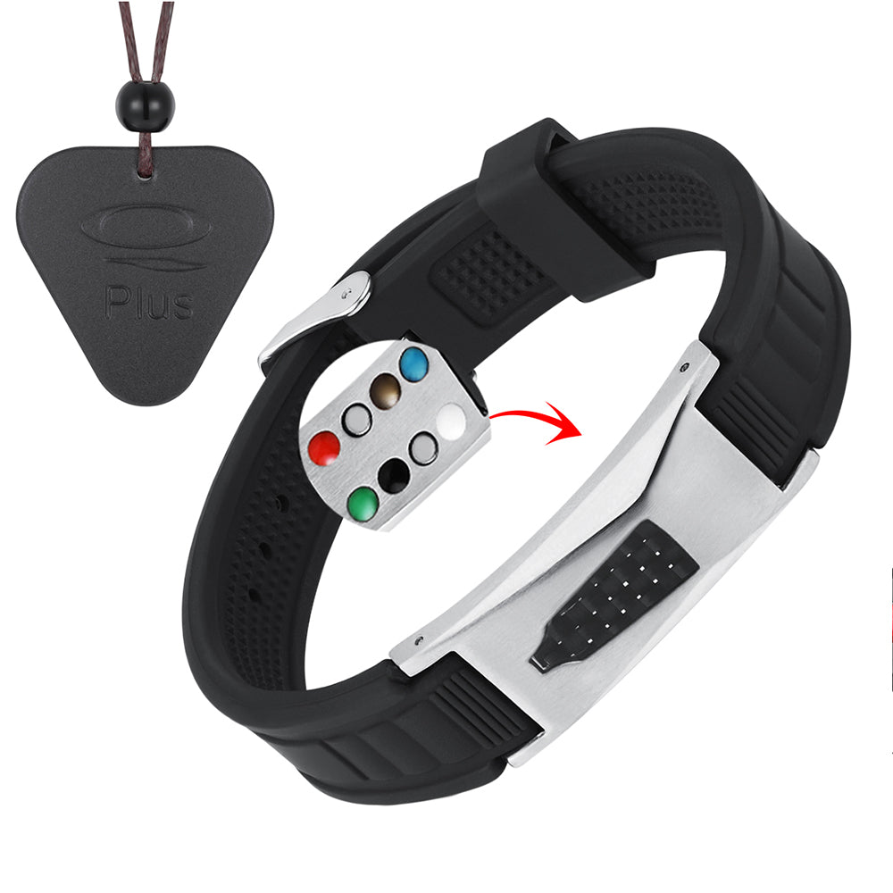 USWEL EMF Protection Bracelet Necklace, Negative Ion Bracelet for Men and Women, Pain Relieving for Arthritis and Carpal Tunnel (Silver)