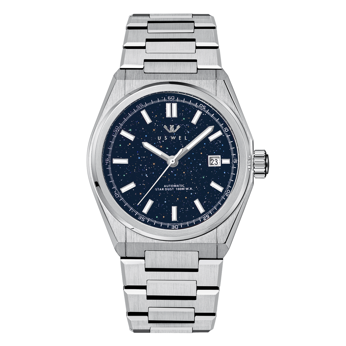 USWEL Aventurine Blue All Steel Automatic Watch for Men 2 Years Warranty-42MM-U007