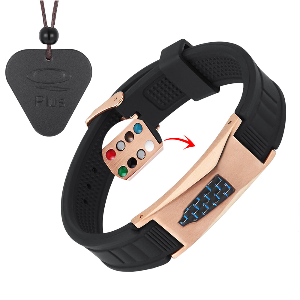 USWEL EMF Protection Bracelet Necklace, Negative Ion Bracelet for Men and Women, Pain Relieving for Arthritis and Carpal Tunnel (Rose Gold)
