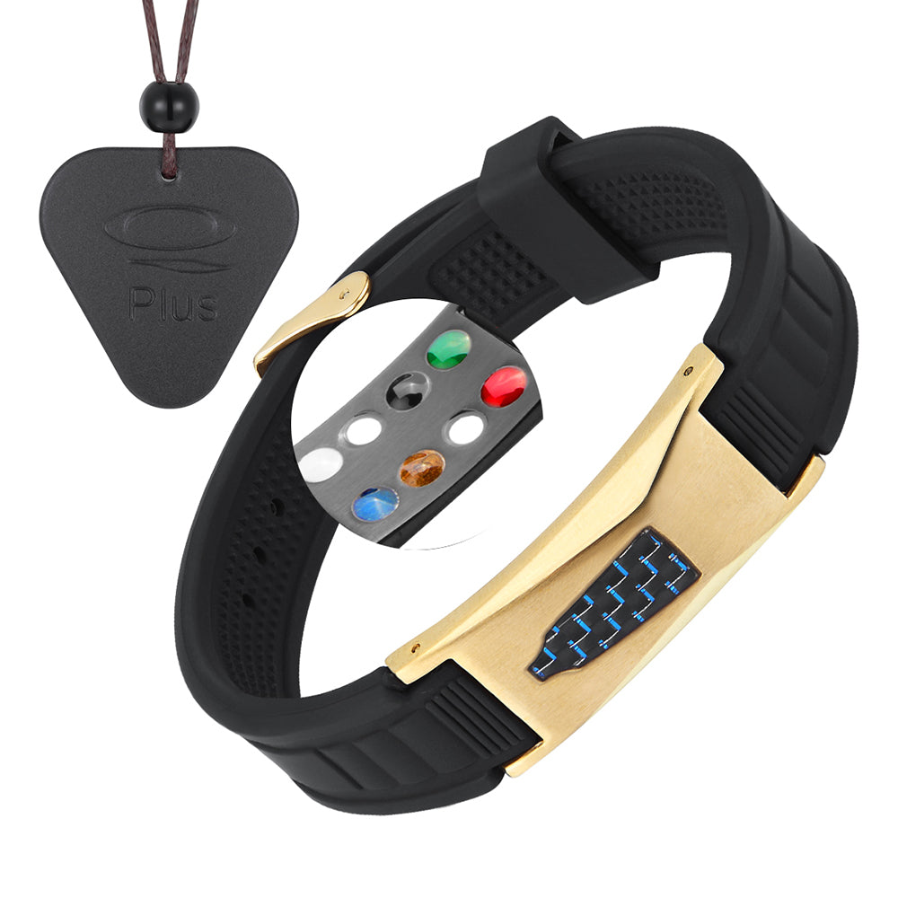 USWEL EMF Protection Bracelet Necklace, Negative Ion Bracelet for Men and Women, Pain Relieving for Arthritis and Carpal Tunnel (Gold)